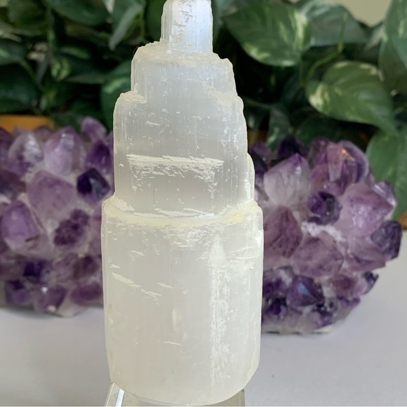White Selenite Tower Crystal Healing Cleansing Satin Spar Chakra Reiki 4.2" 255g - Picture 2 of 8